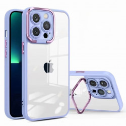 Shockproof Anti-Scratch Bumper Case for iPhone 14 Pro Max 6.7, Slim Ultra Fit Design with Chrome Button Cover, Clear Transparent- (Purple)