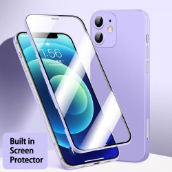 Ultra Slim Tempered Glass Full Body Screen Protector Protection Phone Cover Case for Apple iPhone 13 [6.1] (Purple)