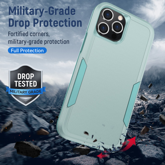 Heavy Duty Strong Armor Hybrid Trailblazer Case Cover for Apple iPhone 13 Pro Max (6.7) (Green)