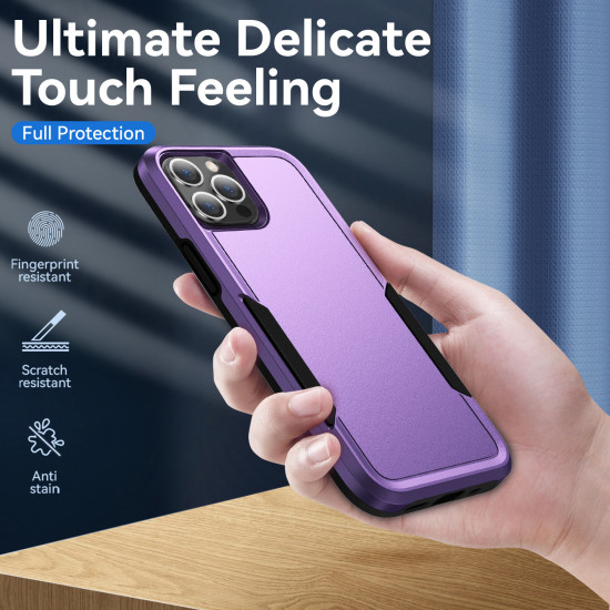 Heavy Duty Strong Armor Hybrid Trailblazer Case Cover for Apple iPhone 13 Pro Max (6.7) (Purple)