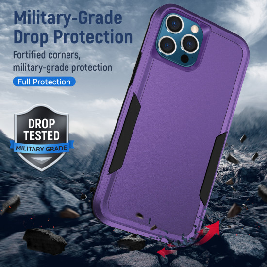 Heavy Duty Strong Armor Hybrid Trailblazer Case Cover for Apple iPhone 13 Pro Max (6.7) (Purple)