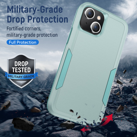 Heavy Duty Strong Armor Hybrid Trailblazer Case Cover for Apple iPhone 13 Pro (6.1) (Green)