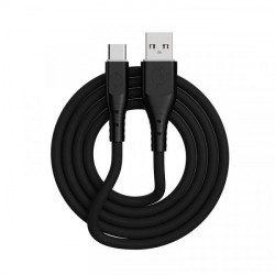 Type C 2.4A Fast Charge USB Cable 6FT - Durable Rubber Coating - Universal Cell Phone Sync Charger (Black)
