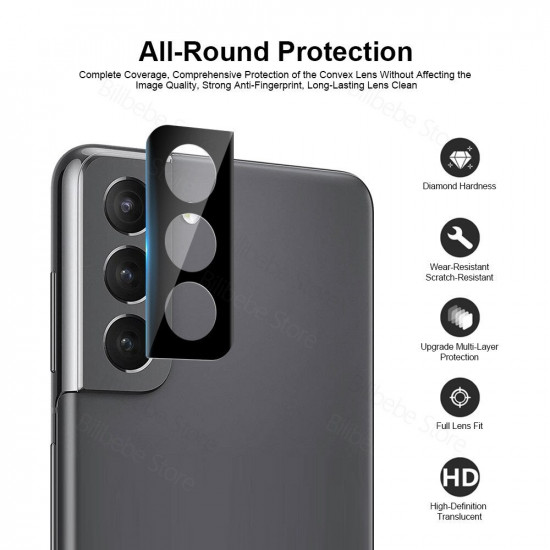 Camera Lens HD Tempered Glass Protector Shield for Samsung Galaxy S23 Plus 5G (Black Bezel)