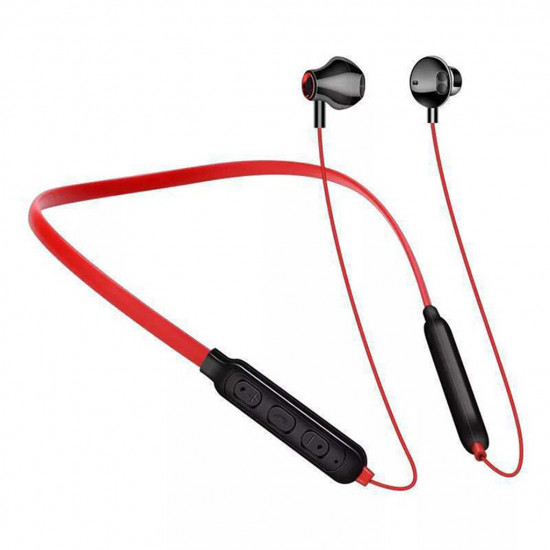 JCK12 Neckband Bluetooth Wireless Stereo Earbuds, HiFi Sound & Deep Bass, Bluetooth 5.0, Wired & Wireless, for Gym, Running & Universal Devices (Red)