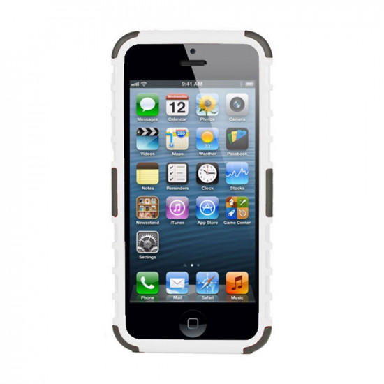 iPhone 5 5S TPU+PC Dual  Hybrid Case with Stand (Black-White)