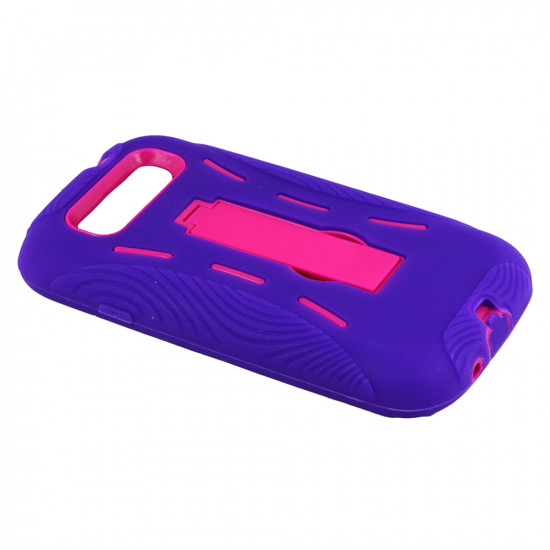 Samsung Galaxy S3 / i9300 Armor Hybrid Case with Kickstand (Purple-Hot Pink)