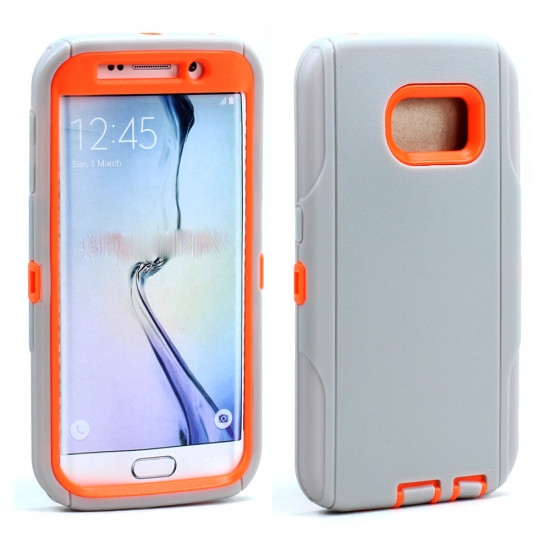 Samsung Galaxy S6 Edge Plus Premium Armor Robot Case (Gray Orange)