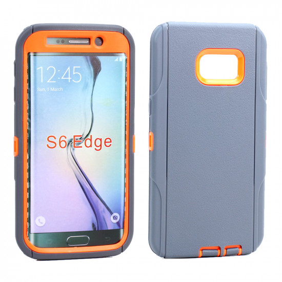 Samsung Galaxy S6 Edge Premium Armor Robot Case (Gray Orange)