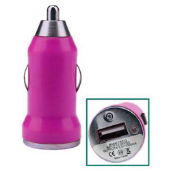Hot Pink Cell Phone Car Power Adapter - Universal Compatibility, Fast Charging, Durable Material, Compact Design