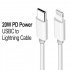IP Lighting 20W PD Fast Charging USB-C to IP Lighting USB Cable 3FT for iPhone, iDevices - High-Speed, Durable (White)