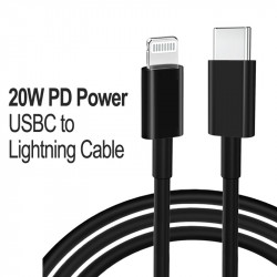 IP Lighting 20W PD Fast Charging USB-C to IP Lighting USB Cable 3FT for iPhone, iDevices - High-Speed, Durable (Black)
