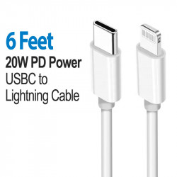 IP Lighting 20W PD Fast Charging USB-C to IP Lighting USB Cable 6FT for iPhone, iDevice - High-Speed, Durable (White)