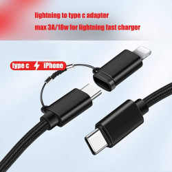 Wholesale 2.4A RGB LED Light Durable USB Cable for Type-C / USB-C 3FT  (Silver)