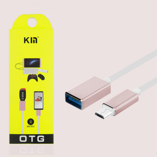 Micro USB to OTG Adapter 6" - Charge, Sync, and Data Transfer Cable for Compatible Phone Models - Universal Compatibility (RoseGold)