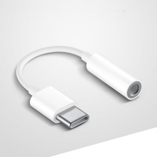 High-Quality USB-C / Type-C to Earphone Headphone Jack Adapter Dongle - Compatible with Multiple Devices, Durable & Compact Design (White)