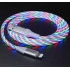 2.4A RGB LED Light Durable USB Cable for iPhone IOS Lighting, 3FT - High-Speed Charging & Data Sync Cable (Silver)