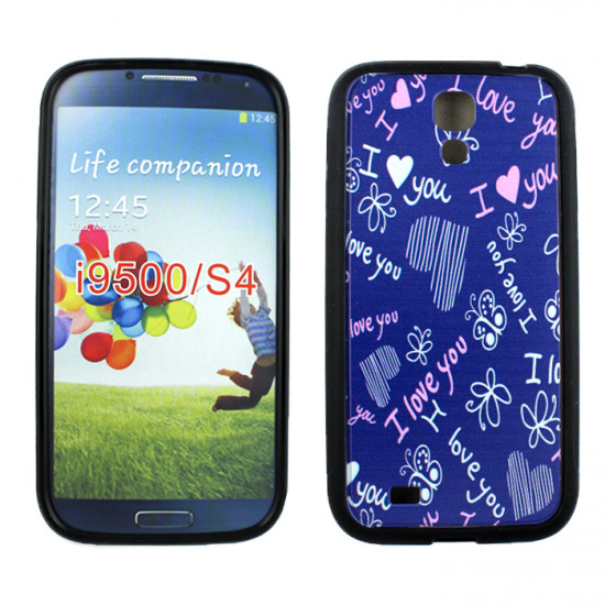 Samsung Galaxy S4 Purple I Love You Design Gummy Case