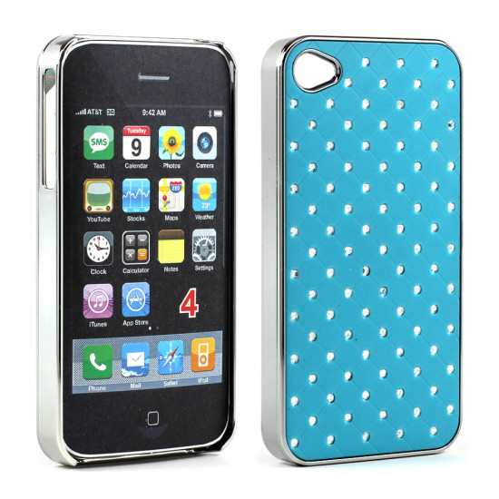 iPhone 4 4S  Star Diamond Chrome Case (Blue)