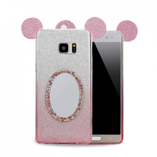 Galaxy Note FE / Note Fan Edition / Note 7 Minnie Diamond Star Mirror Case (Hot Pink)
