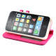iPhone 4S 4 Diamond Flip Leather Wallet Case (Hot-Pink)