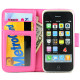 iPhone 4S / 4 Leopard Flip Leather Wallet Case  (Hot Pink)