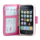 iPhone 4S / 4 Leopard Flip Leather Wallet Case  (Hot Pink)
