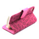 iPhone 4S / 4 Leopard Flip Leather Wallet Case  (Hot Pink)