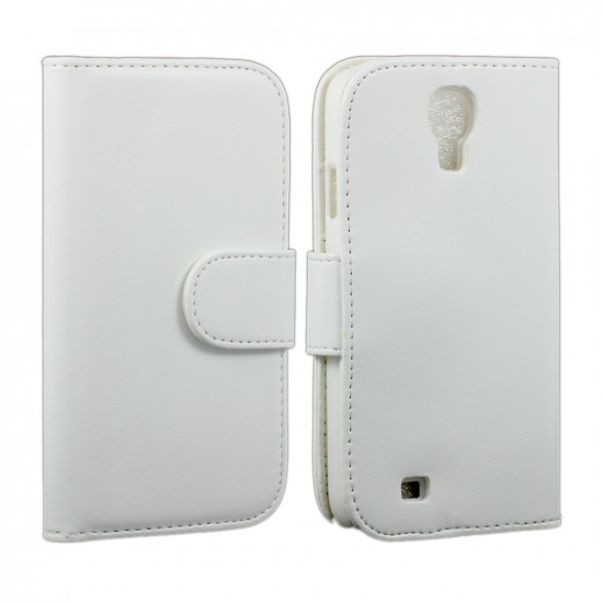Samsung Galaxy S4 Simple Flip Leather Wallet Case with Stand (White)