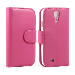 Samsung Galaxy S4 Simple Flip Leather Wallet Case with Stand (Hot-Pink)