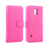 Samsung Galaxy S5 Quilted Flip Leather Wallet Case w Stand (Hot Pink)