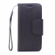 Galaxy S6 Edge Color Flip Leather Wallet Case with Strap (Black Black)