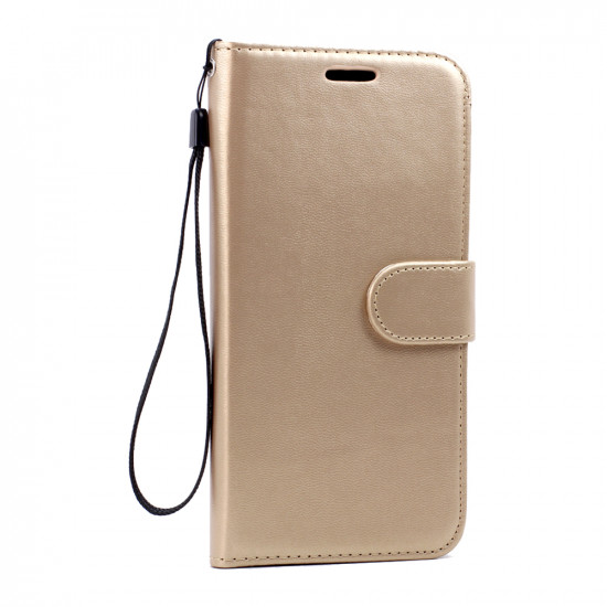 Galaxy S6 Edge Premium Flip Leather Wallet Case with Strap (Champagne Gold)