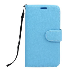 Samsung Galaxy S6 Classic Flip Leather Wallet Case with Strap (Blue)