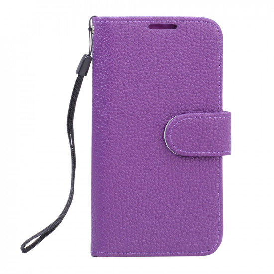 Samsung Galaxy S6 Classic Flip Leather Wallet Case with Strap (Purple)