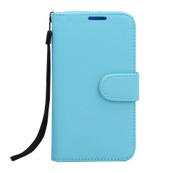 Galaxy S6 Premium Flip Leather Wallet Case with Strap (Blue)