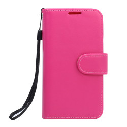 Galaxy S6 Premium Flip Leather Wallet Case with Strap (Hot Pink)