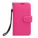 Galaxy S6 Premium Flip Leather Wallet Case with Strap (Hot Pink)