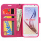 Galaxy S6 Premium Flip Leather Wallet Case with Strap (Hot Pink)