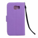 Galaxy S6 Premium Flip Leather Wallet Case with Strap (Purple)