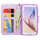 Galaxy S6 Premium Flip Leather Wallet Case with Strap (Purple)