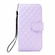 Samsung Galaxy S6 Quilted Flip Leather Wallet Case with Strap (Purple)