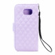 Samsung Galaxy S6 Quilted Flip Leather Wallet Case with Strap (Purple)