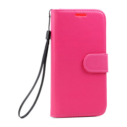 Galaxy S7 Folio Flip Leather Wallet Case with Strap (Hot Pink)