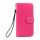 Galaxy S7 Folio Flip Leather Wallet Case with Strap (Hot Pink)