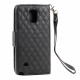 Samsung Galaxy Note 4 Quilted Flip Leather Wallet Case w Stand and Strap (Black)