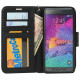 Samsung Galaxy Note 4 Quilted Flip Leather Wallet Case w Stand and Strap (Black)
