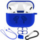 5 in 1 Accessories Kits Silicone Cover with Ear Hook Grips / Staps / Clip / Skin / Tips for [Airpods Pro] Charging Case (Navy Blue)