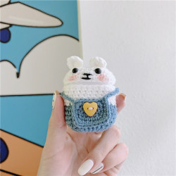 Airpod Pro Cute Design Cartoon Handcraft Wool Fabric Cover Skin (Bunny Light Blue)