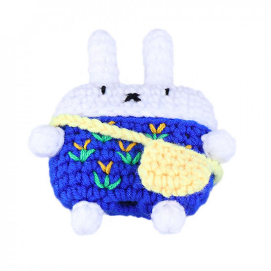 Airpod Pro Cute Design Cartoon Handcraft Wool Fabric Cover Skin (Bunny Navy Blue)